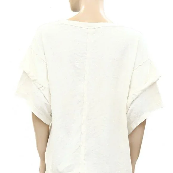 Free People What A Waist Tunic Tee Top Solid Cotton Oversized Ivory S New - Picture 6 of 7